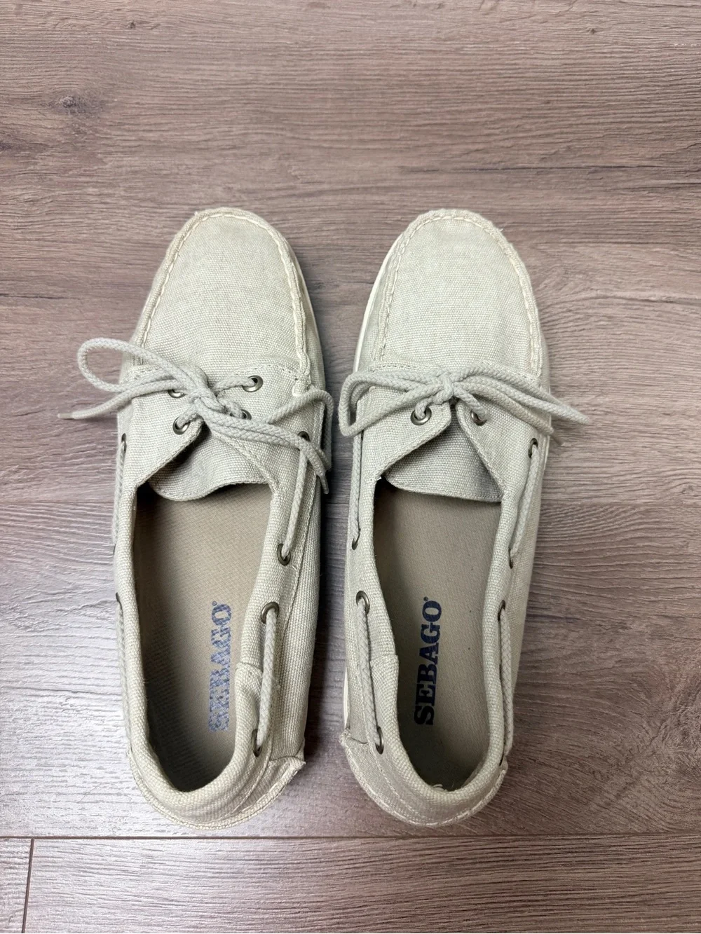 Sebago Portland Zen Canvas Docksides Boat Shoes Men's Size 11 Beige | Like New